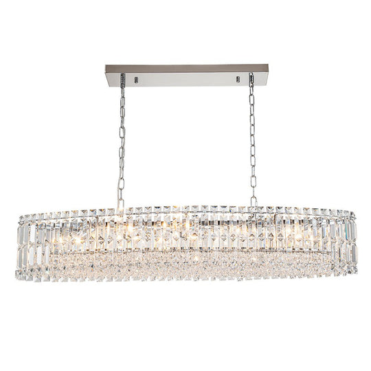 Pendantlightie - Glam 10 - Light Oversized Island Oval Chandeliers With Crystal Accents - Chandeliers - Chrome -