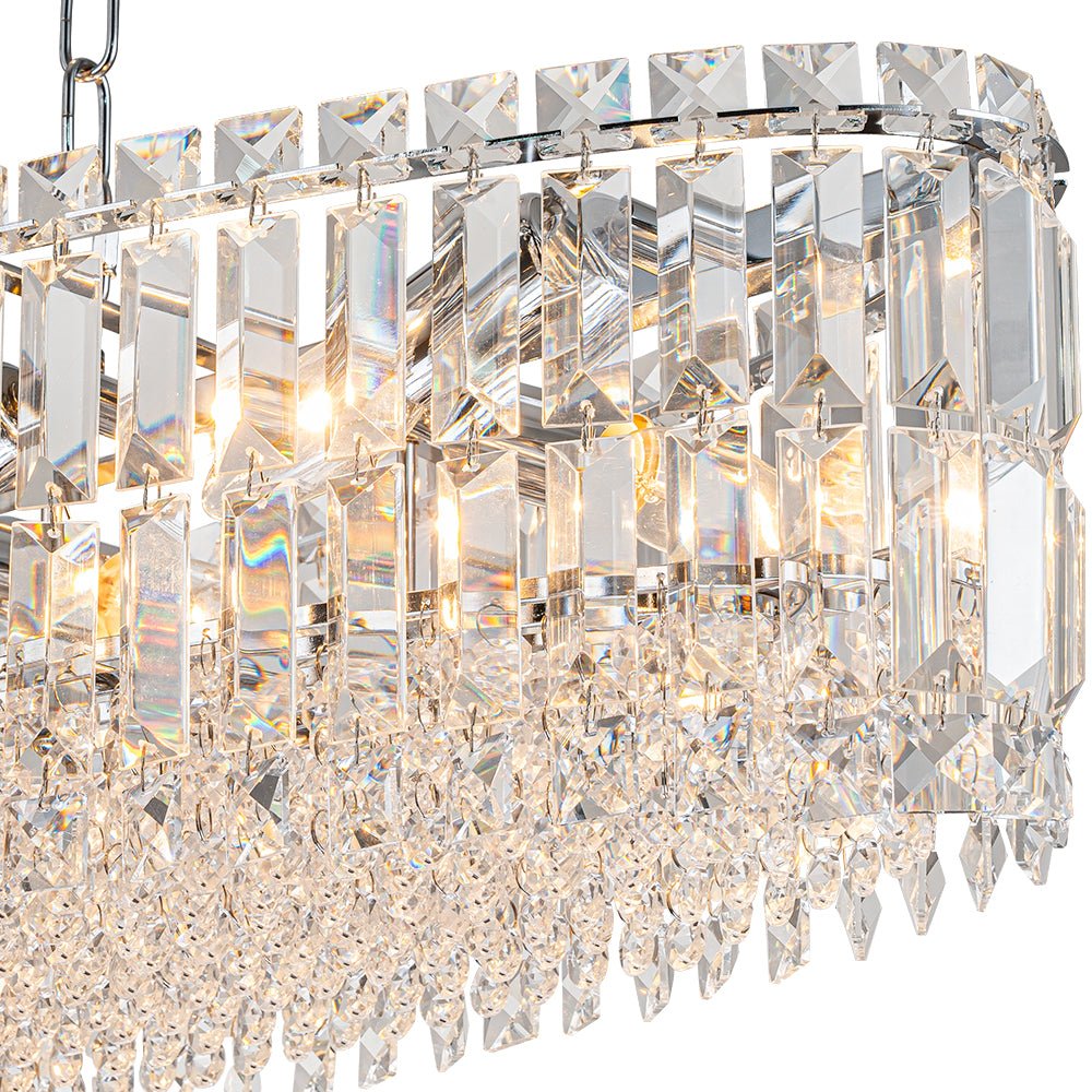 Pendantlightie - Glam 10 - Light Oversized Island Oval Chandeliers With Crystal Accents - Chandeliers - Chrome -