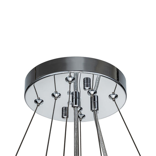 Pendantlightie - Glam Luxury 12 - Light Crystal Accents Tiered Round Drum Chandelier - Chandeliers - Chrome -