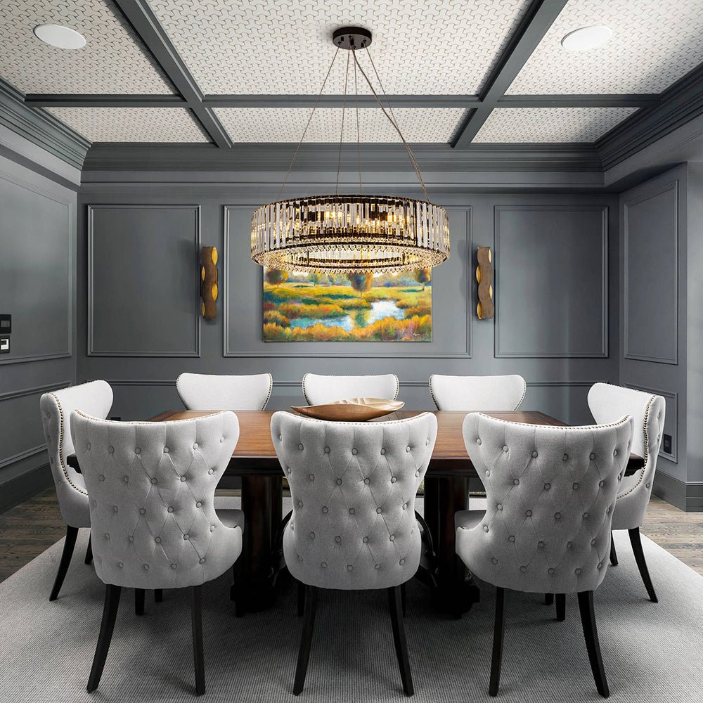 Pendantlightie - Glam Luxury 8 - Light Round Shape Drum Crystal Chandelier - Chandeliers - Black -