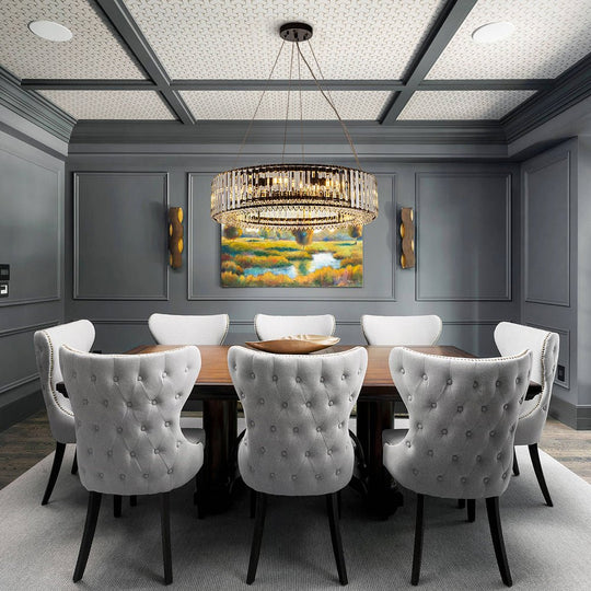 Pendantlightie - Glam Luxury 8 - Light Round Shape Drum Crystal Chandelier - Chandeliers - Black -