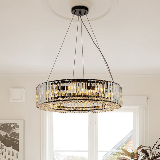 Pendantlightie - Glam Luxury 8 - Light Round Shape Drum Crystal Chandelier - Chandeliers - Black -