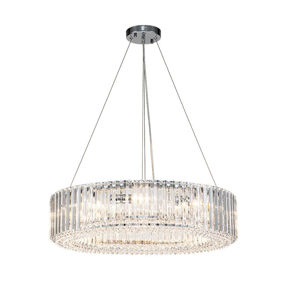Pendantlightie - Glam Luxury 8 - Light Round Shape Drum Crystal Chandelier - Chandeliers - Chrome -