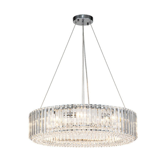 Pendantlightie - Glam Luxury 8 - Light Round Shape Drum Crystal Chandelier - Chandeliers - Chrome -