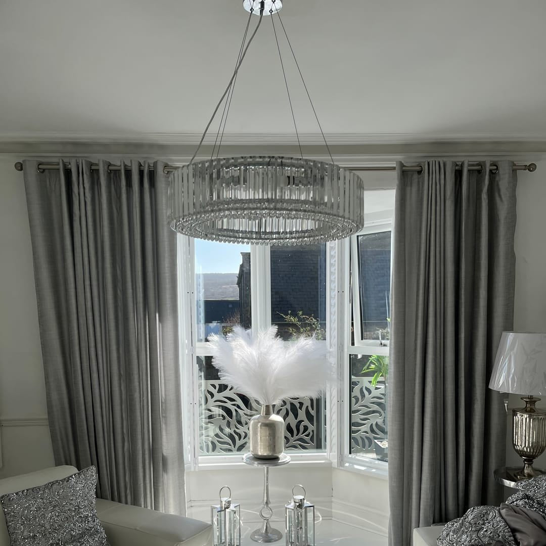 Pendantlightie - Glam Luxury 8 - Light Round Shape Drum Crystal Chandelier - Chandeliers - Chrome -