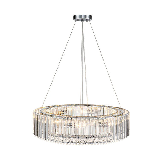 Pendantlightie - Glam Luxury 8 - Light Round Shape Drum Crystal Chandelier - Chandeliers - Chrome -