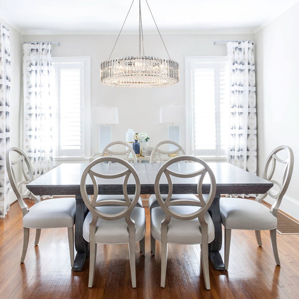 Pendantlightie - Glam Luxury 8 - Light Round Shape Drum Crystal Chandelier - Chandeliers - Chrome -