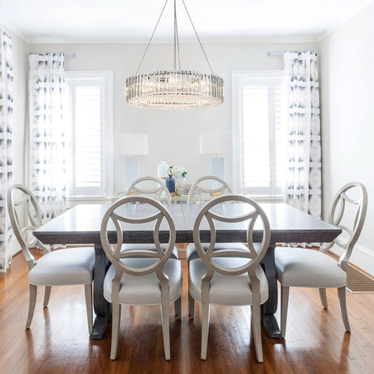 Pendantlightie - Glam Luxury 8 - Light Round Shape Drum Crystal Chandelier - Chandeliers - Chrome -