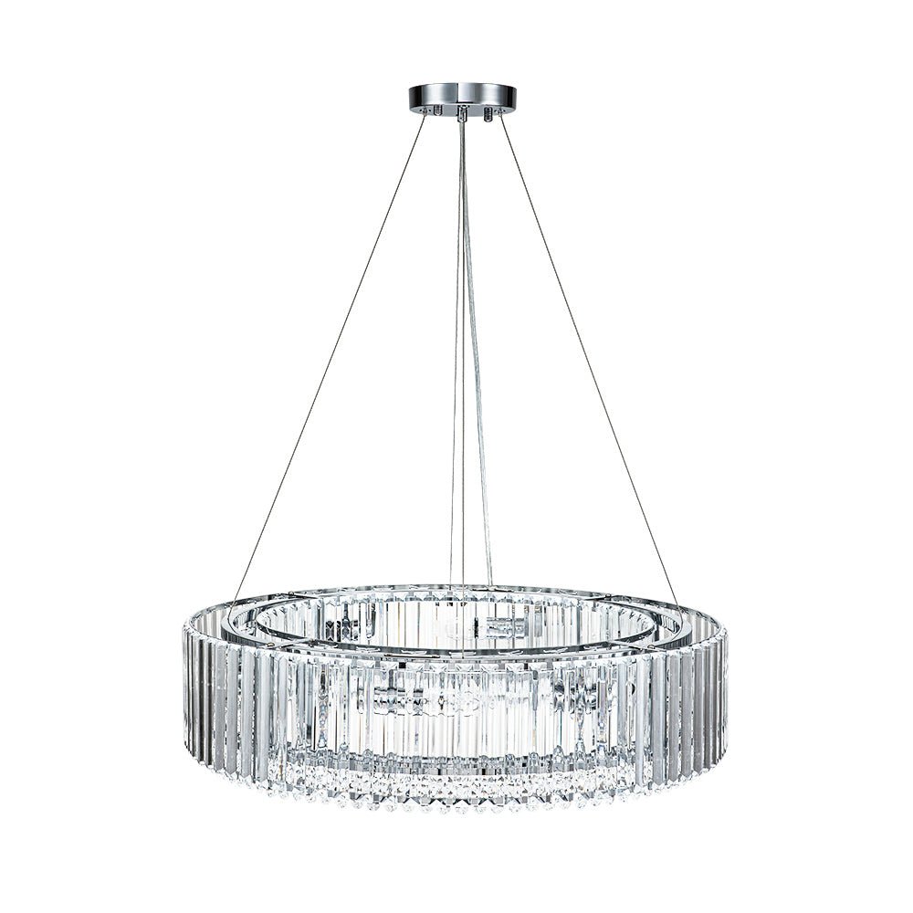 Pendantlightie - Glam Luxury 8 - Light Round Shape Drum Crystal Chandelier - Chandeliers - Chrome -