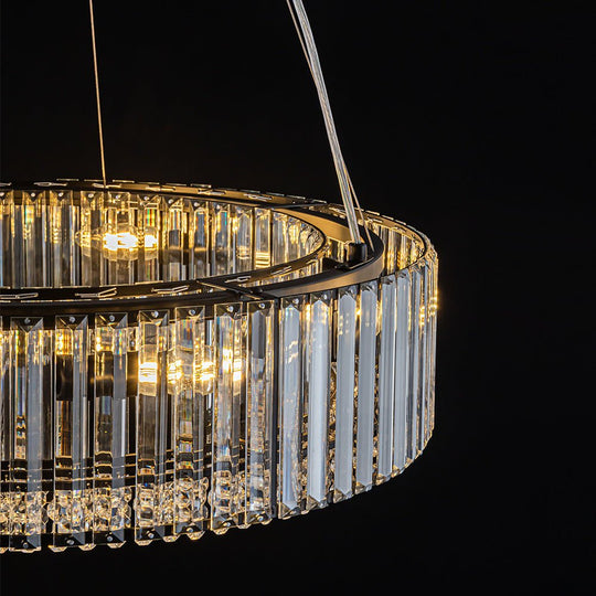 Pendantlightie - Glam Luxury 8 - Light Round Shape Drum Crystal Chandelier - Chandeliers - Chrome -