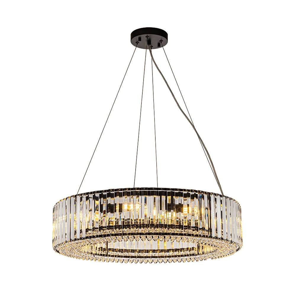 Pendantlightie - Glam Luxury 8 - Light Round Shape Drum Crystal Chandelier - Chandeliers - Chrome -