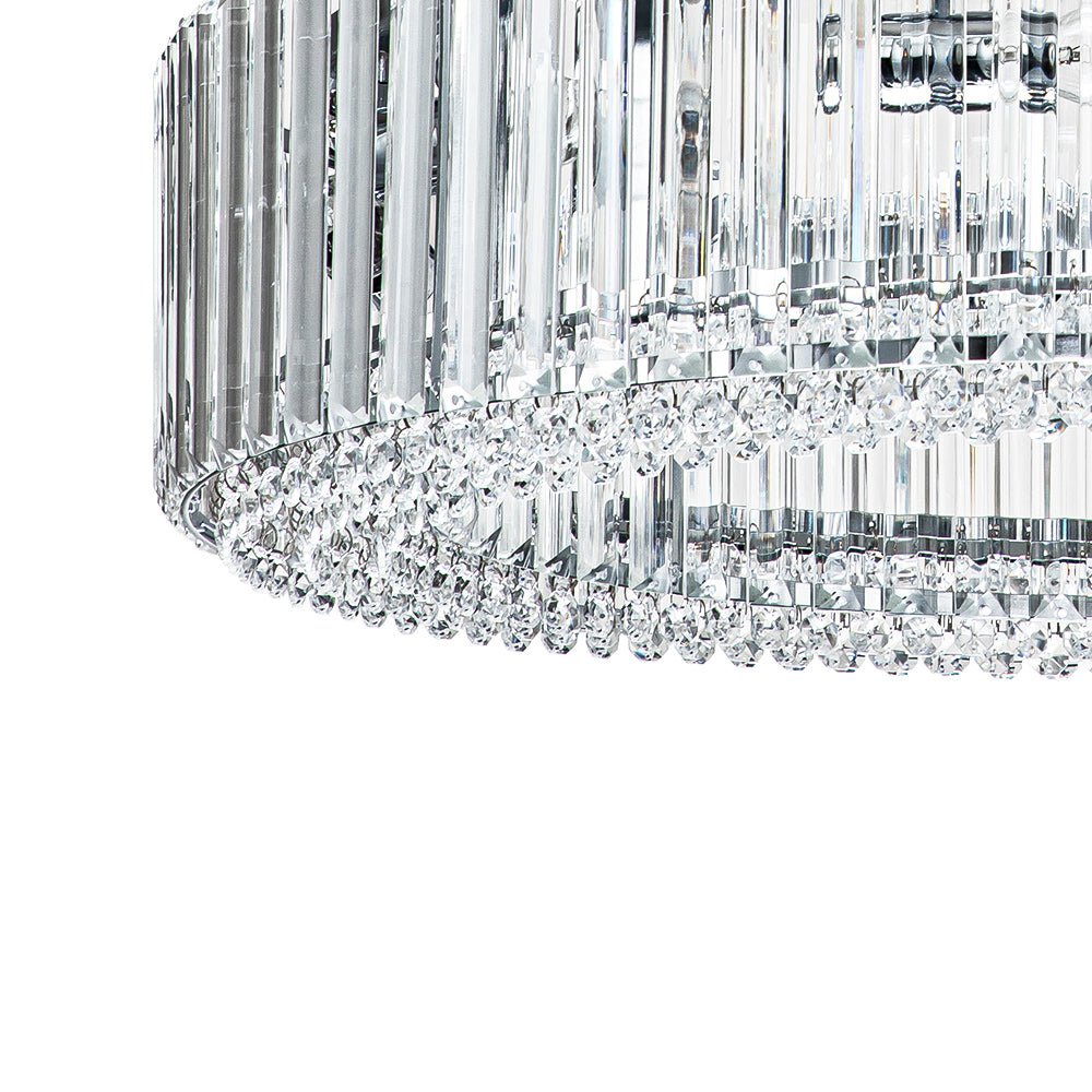 Pendantlightie - Glam Luxury 8 - Light Round Shape Drum Crystal Chandelier - Chandeliers - Chrome -
