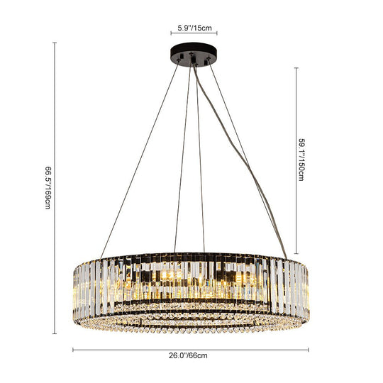 Pendantlightie - Glam Luxury 8 - Light Round Shape Drum Crystal Chandelier - Chandeliers - Chrome -