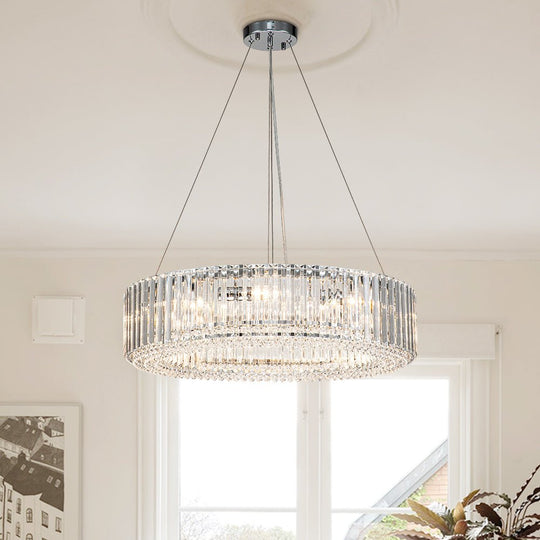 Pendantlightie - Glam Luxury 8 - Light Round Shape Drum Crystal Chandelier - Chandeliers - Chrome -