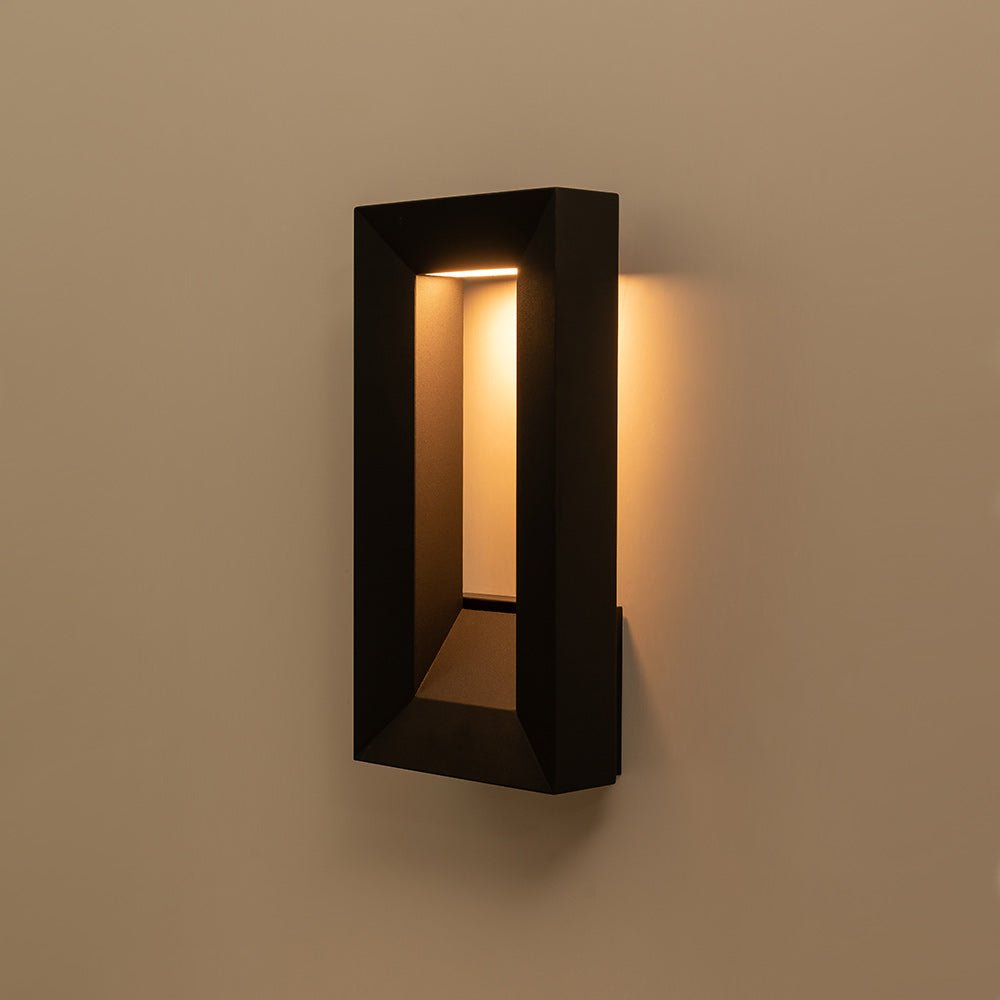 Pendantlightie - Hollow Design Outdoor Geometric Rectangular Led Wall Light - Outdoor Wall Light - Black -