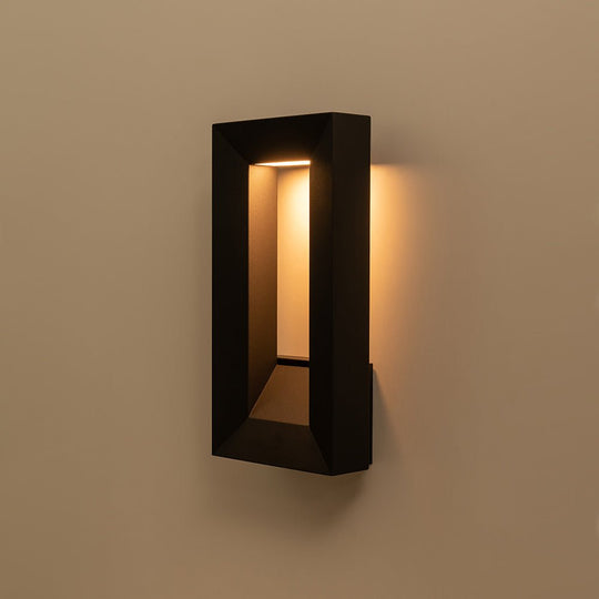 Pendantlightie - Hollow Design Outdoor Geometric Rectangular Led Wall Light - Outdoor Wall Light - Black -