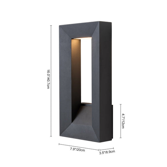 Pendantlightie - Hollow Design Outdoor Geometric Rectangular Led Wall Light - Outdoor Wall Light - Black -