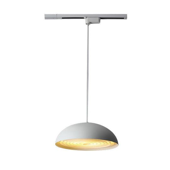 Pendantlightie-Industrial 1-Light Adjustable Movable Track Arm Dome Light-Pendants-White-