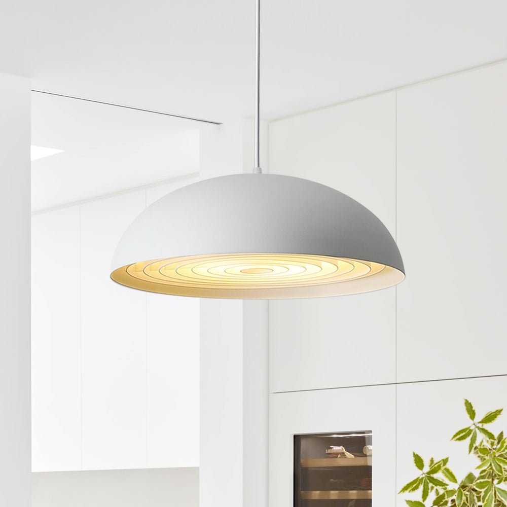 Pendantlightie-Industrial 1-Light Adjustable Movable Track Arm Dome Light-Pendants-White-