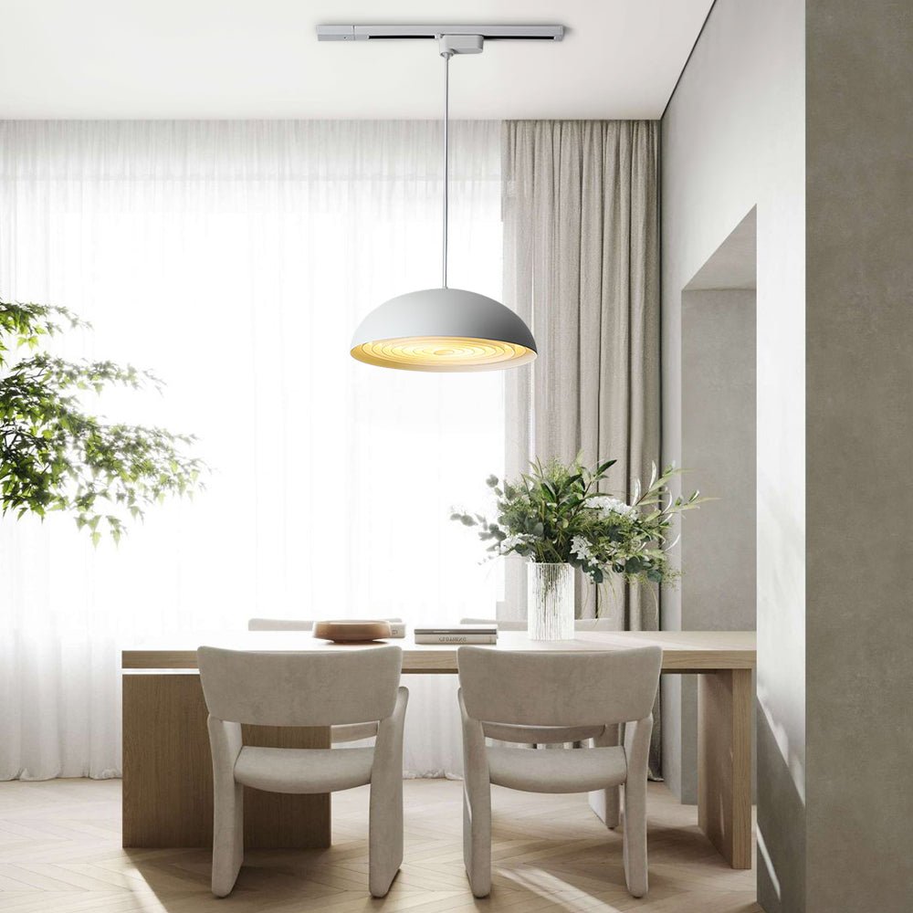 Pendantlightie-Industrial 1-Light Adjustable Movable Track Arm Dome Light-Pendants-White-