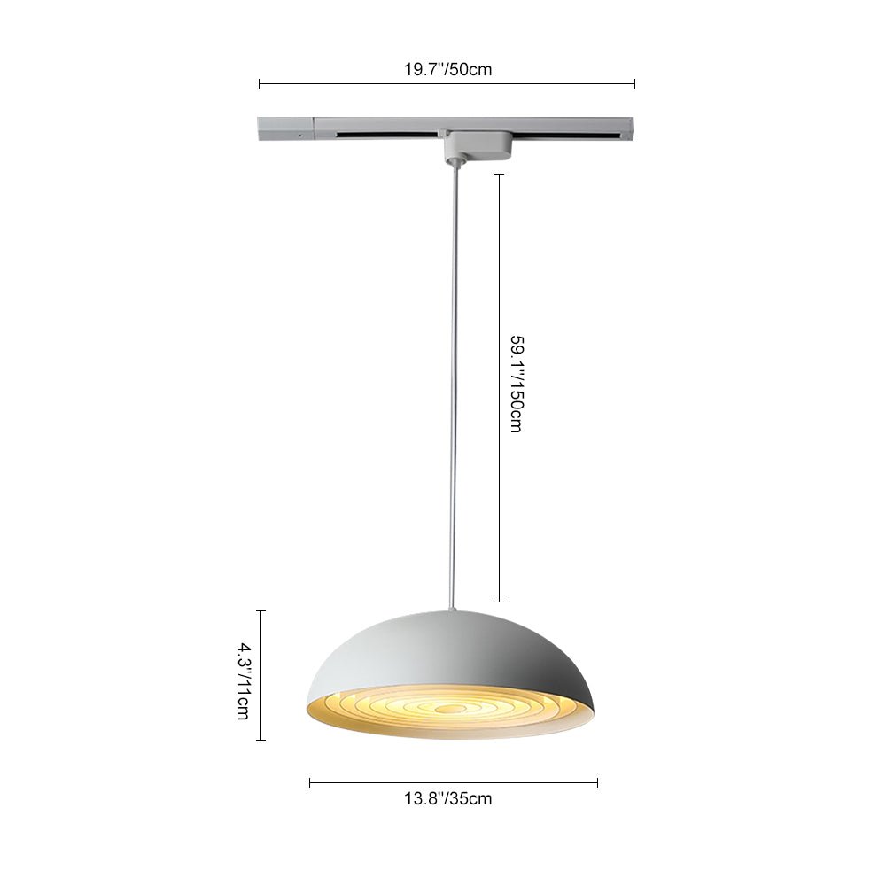 Pendantlightie-Industrial 1-Light Adjustable Movable Track Arm Dome Light-Pendants-White-