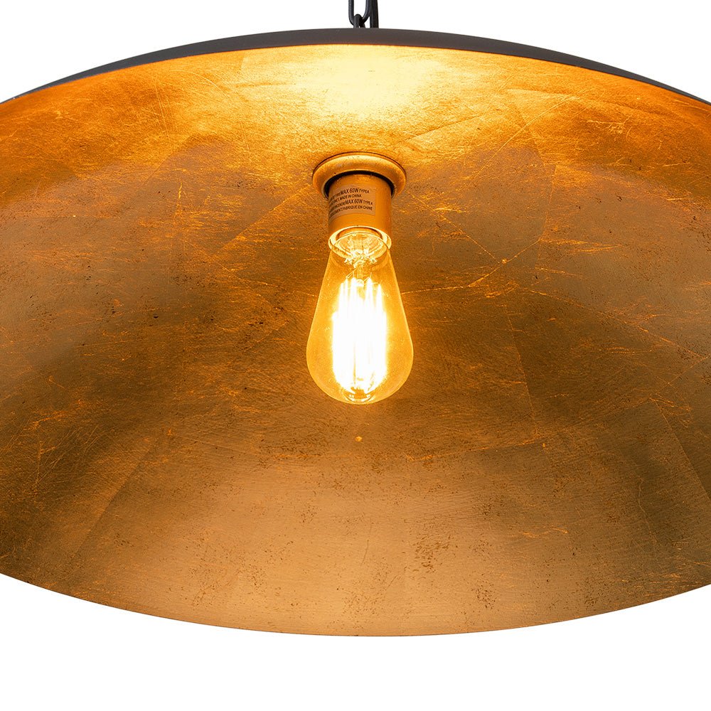 Pendantlightie-Industrial 1-Light Oversized Flat Metal Dome Pendant Light-Pendants-Black-