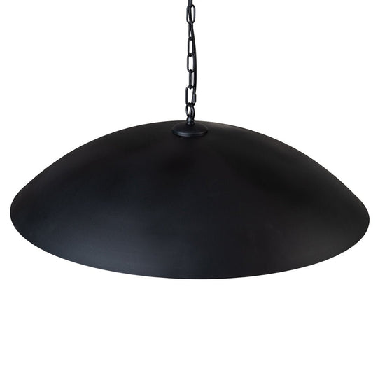 Pendantlightie-Industrial 1-Light Oversized Flat Metal Dome Pendant Light-Pendants-Black-