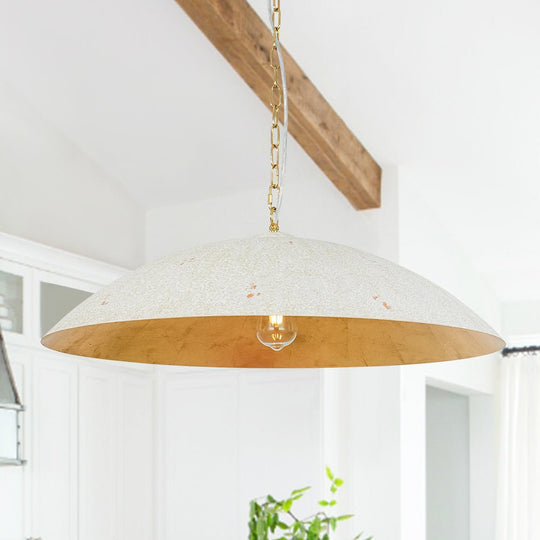 Pendantlightie - Industrial 1 - Light Oversized Flat Metal Dome Pendant Light - Pendants - Distressed White -