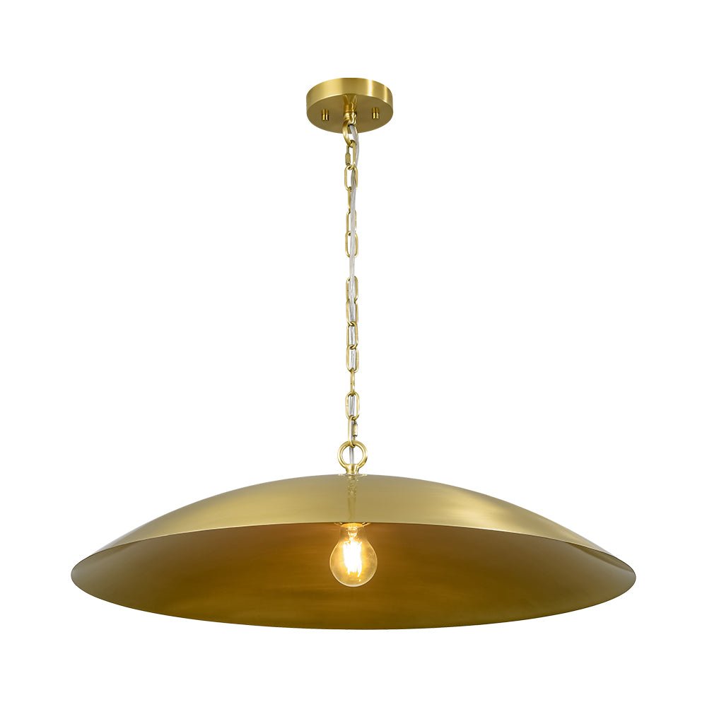 Pendantlightie - Industrial 1 - Light Oversized Flat Metal Dome Pendant Light - Pendants - Gold -