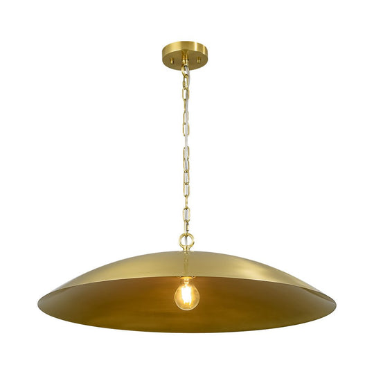 Pendantlightie - Industrial 1 - Light Oversized Flat Metal Dome Pendant Light - Pendants - Gold -