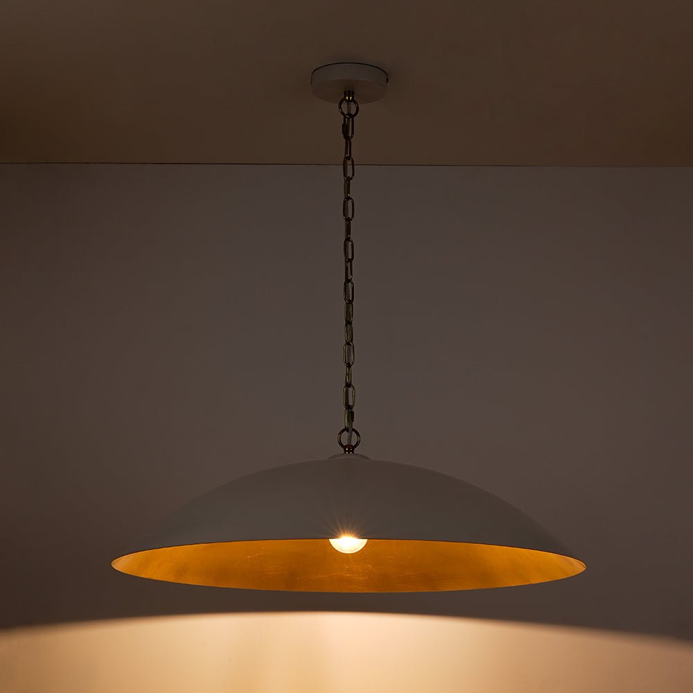 Pendantlightie - Industrial 1 - Light Oversized Flat Metal Dome Pendant Light - Pendants - White -