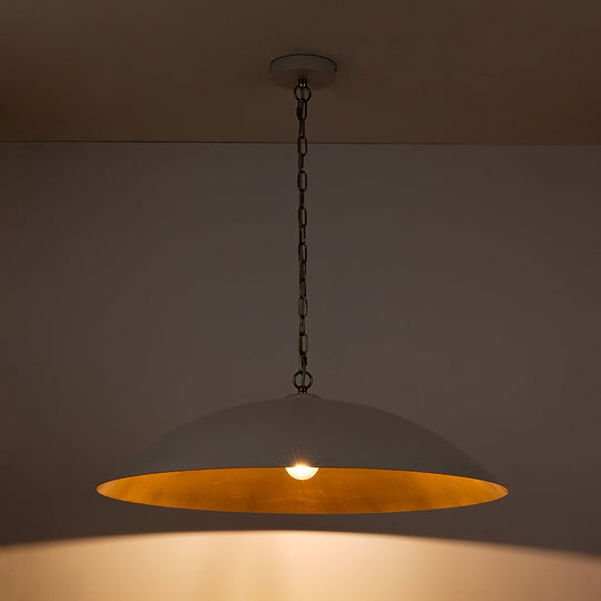 Pendantlightie - Industrial 1 - Light Oversized Flat Metal Dome Pendant Light - Pendants - White -