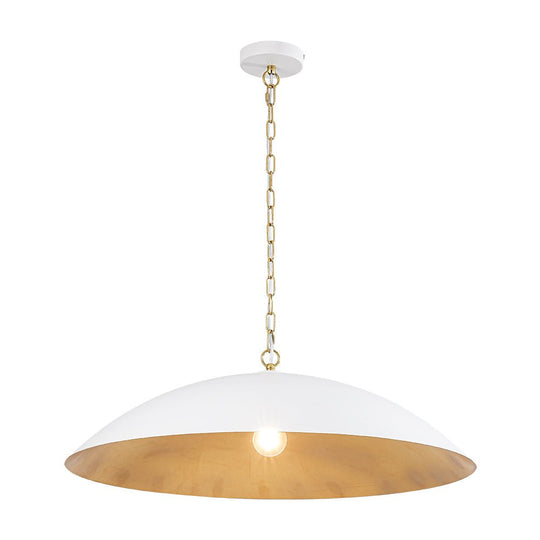 Pendantlightie - Industrial 1 - Light Oversized Flat Metal Dome Pendant Light - Pendants - White -