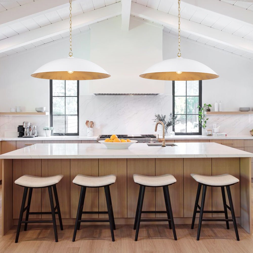 Pendantlightie - Industrial 1 - Light Oversized Flat Metal Dome Pendant Light - Pendants - White -