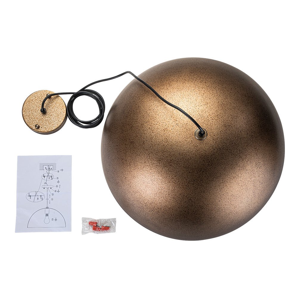 Pendantlightie-Industrial 1-Light Simple Metal Dome Pendant Light For Kitchen Island-Pendants-Antique Brass-