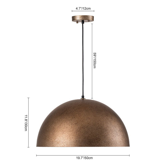 Pendantlightie-Industrial 1-Light Simple Metal Dome Pendant Light For Kitchen Island-Pendants-Antique Brass-