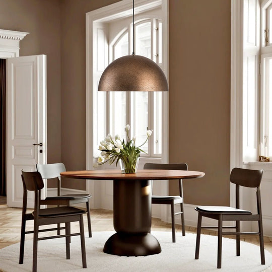 Pendantlightie-Industrial 1-Light Simple Metal Dome Pendant Light For Kitchen Island-Pendants-Antique Brass-