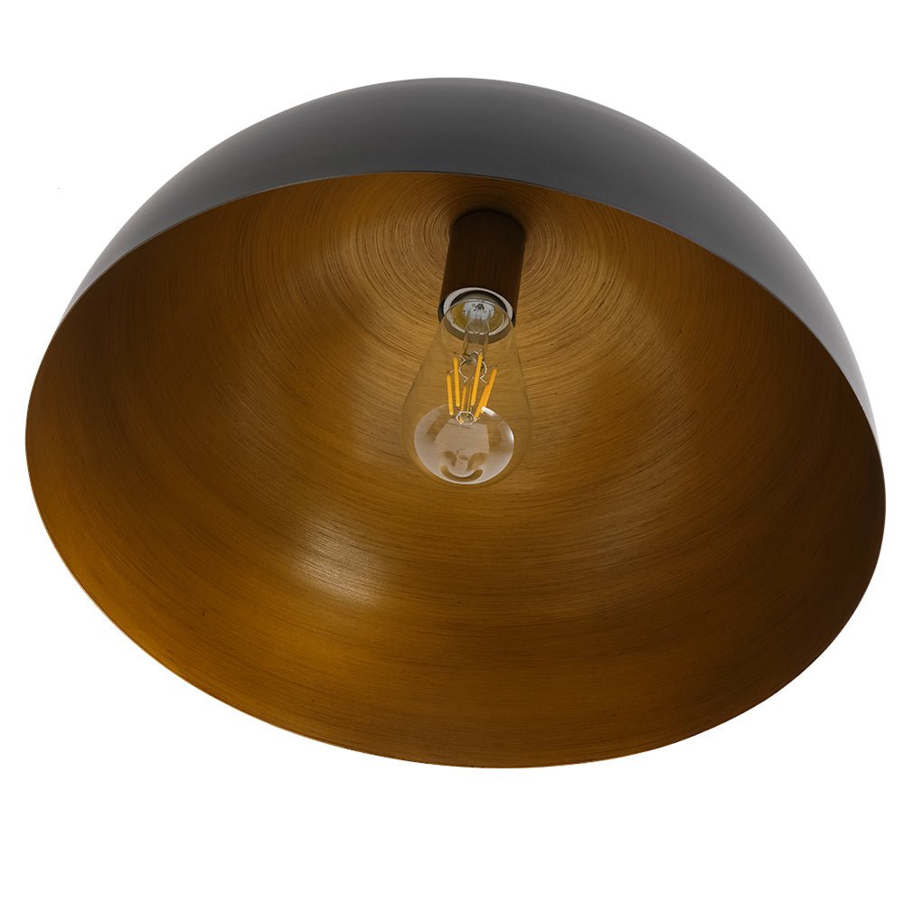 Pendantlightie - Industrial Chic 1 - Light Metal Black Dome Semi Flush Mount - Semi Flush Mount - Black -