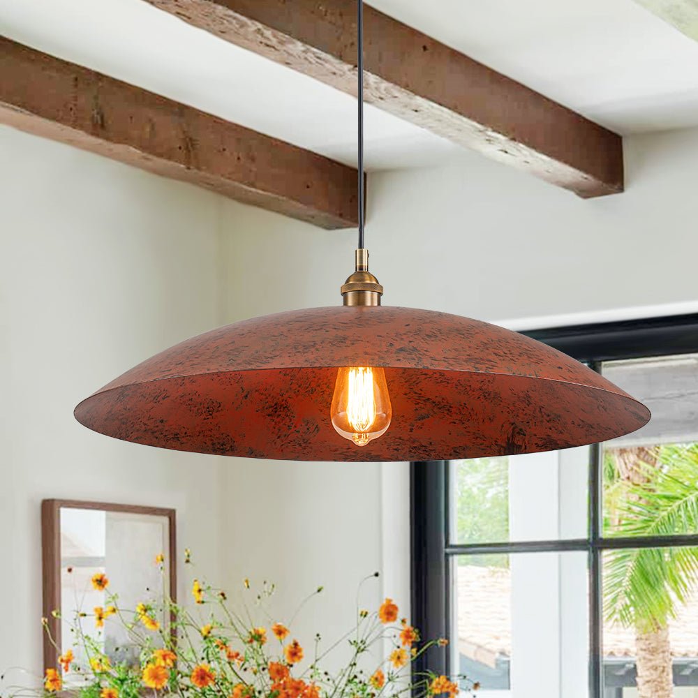 Pendantlightie - Industrial Farmhouse 1 - Light Antique Copper Flat Cone Pendant - Pendants - Antique Copper -