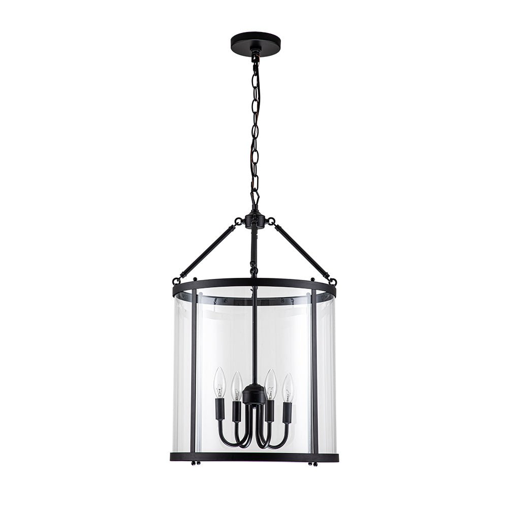 Pendantlightie-Industrial Farmhouse 4-Light Cylinder Glass Lantern Pendant Light-Pendants-Chrome-