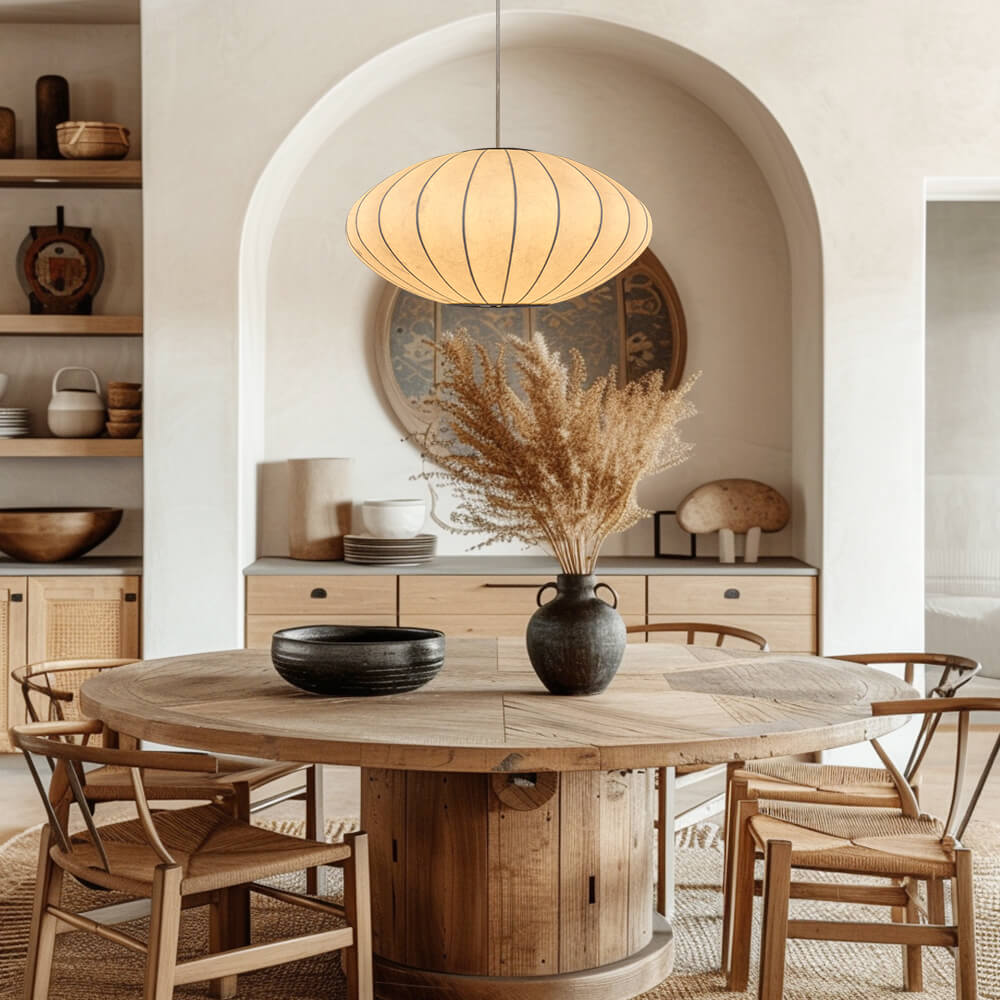 Pendantlightie - Lantern Style Ribbed White Hanging Light Fixtures - Pendants - Saucer -