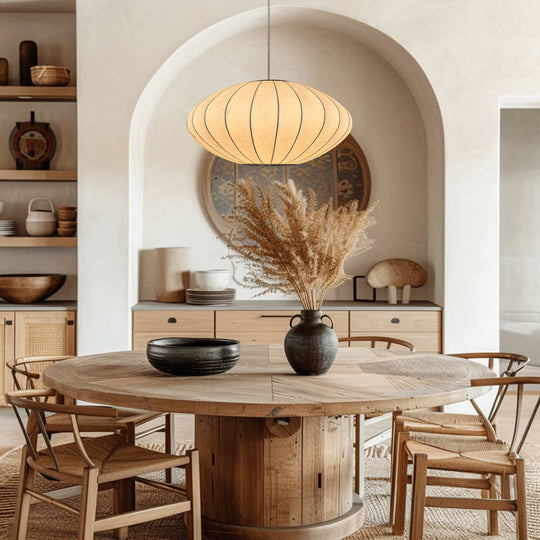 Pendantlightie - Lantern Style Ribbed White Hanging Light Fixtures - Pendants - Saucer -