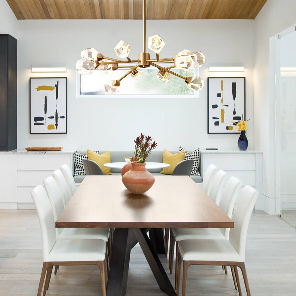 Pendantlightie - Luxury 12 - Light Brass Sputnik Crystal Chandelier - Chandeliers - Brass -