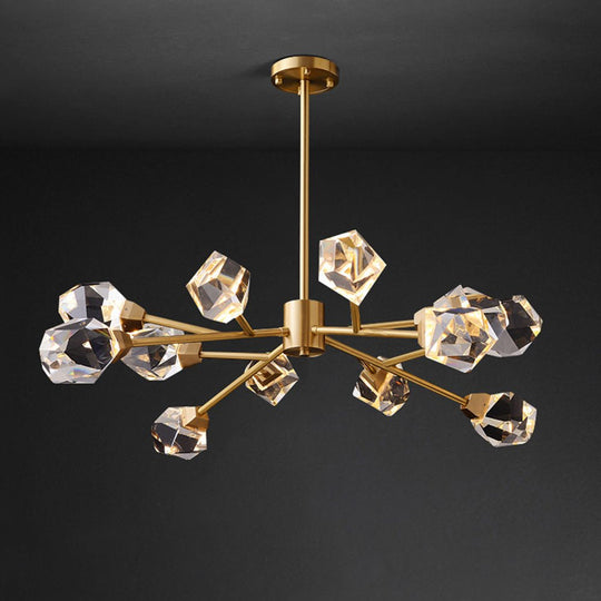 Pendantlightie - Luxury 12 - Light Brass Sputnik Crystal Chandelier - Chandeliers - Brass -
