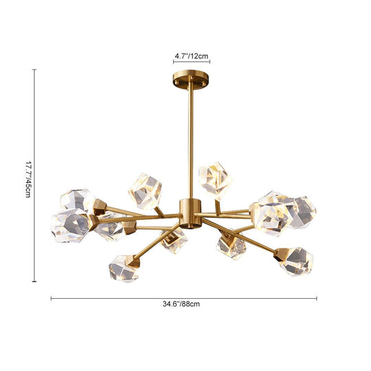Pendantlightie - Luxury 12 - Light Brass Sputnik Crystal Chandelier - Chandeliers - Brass -