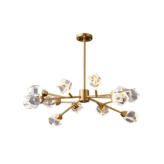 Pendantlightie - Luxury 12 - Light Brass Sputnik Crystal Chandelier - Chandeliers - Brass -