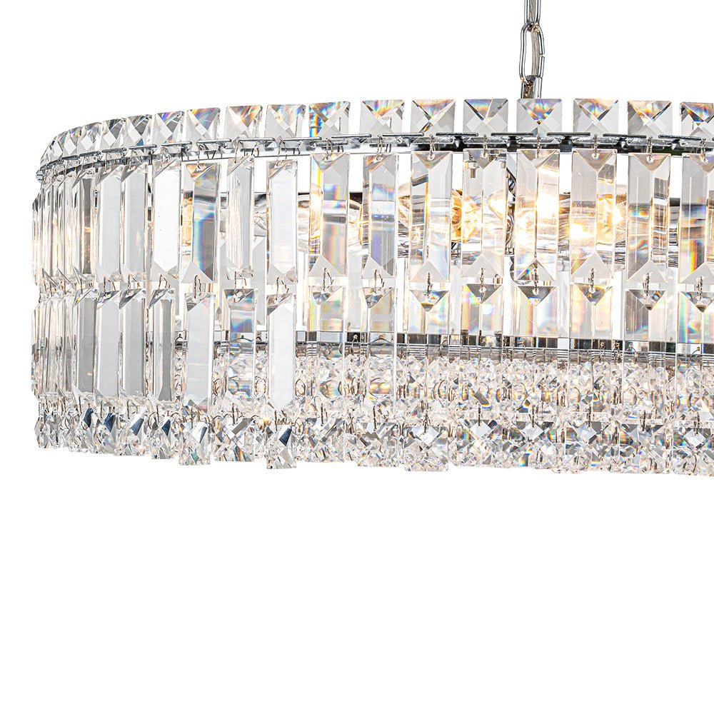 Pendantlightie - Luxury 8 - Light Crystal Accents Round Drum Chandelier For Dining Room - Chandeliers - Black -