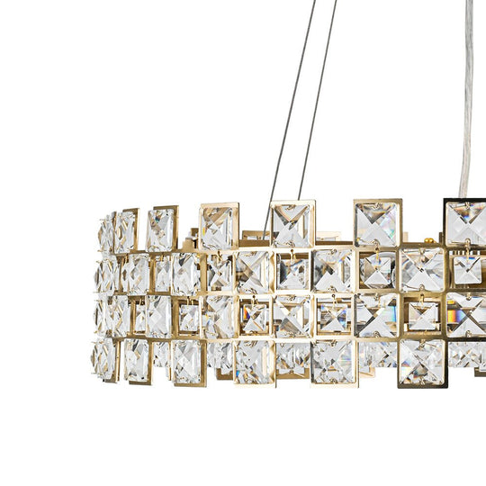 Pendantlightie - Luxury 8 - Light Hollow Design Facets Crystal Round Drum Chandelier - Chandeliers - Chrome -