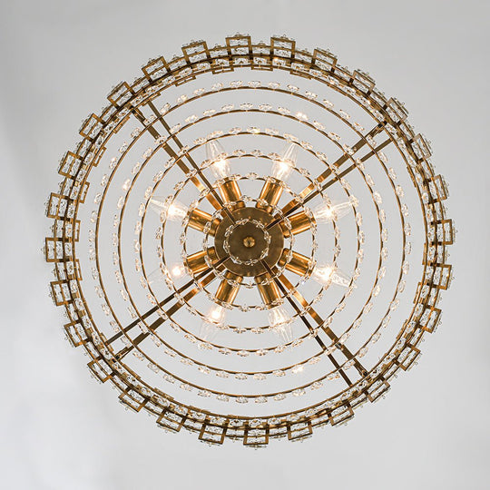 Pendantlightie - Luxury 8 - Light Hollow Design Facets Crystal Round Drum Chandelier - Chandeliers - Chrome -