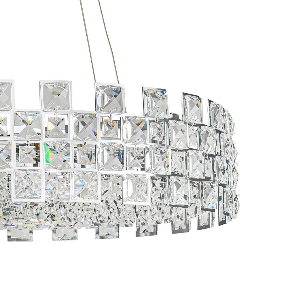 Pendantlightie - Luxury 8 - Light Hollow Design Facets Crystal Round Drum Chandelier - Chandeliers - Chrome -
